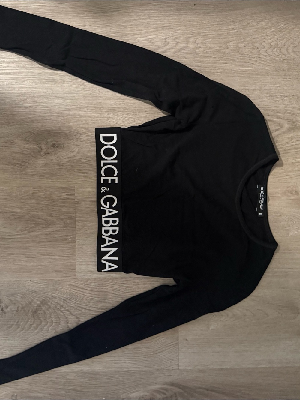 Dolce & Gabbana Black Cropped Logo Sweatshirt